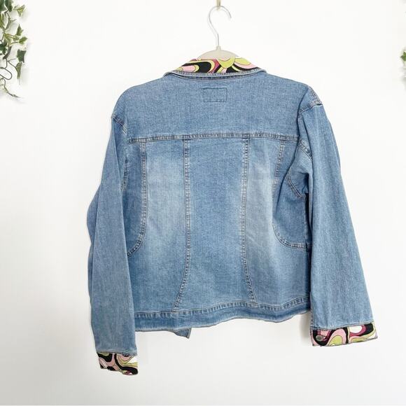 SCRAP WORK Y2K Groovy Print Denim Jacket Size Large - Picture 6 of 6